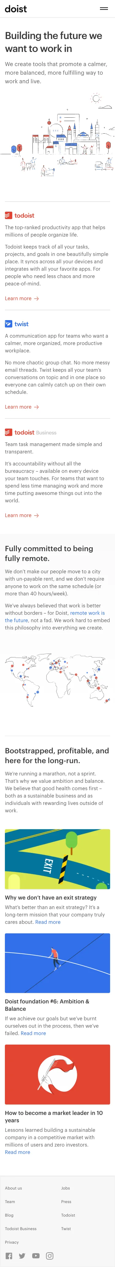 Mobile design for Doist