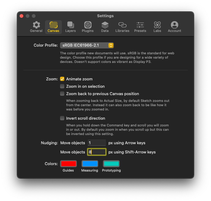 Canvas settings window in Sketch.
