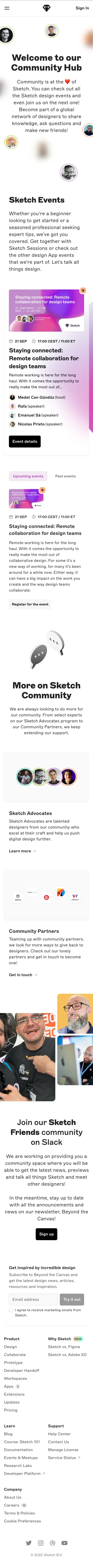Mobile design for Sketch: Events